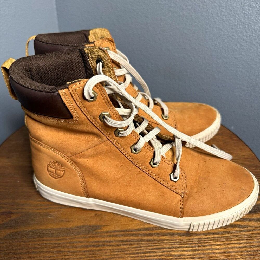 Timberland GreenStride Leather Lace Up Ankle Boots Womens 8.5 Wheat A2C3S